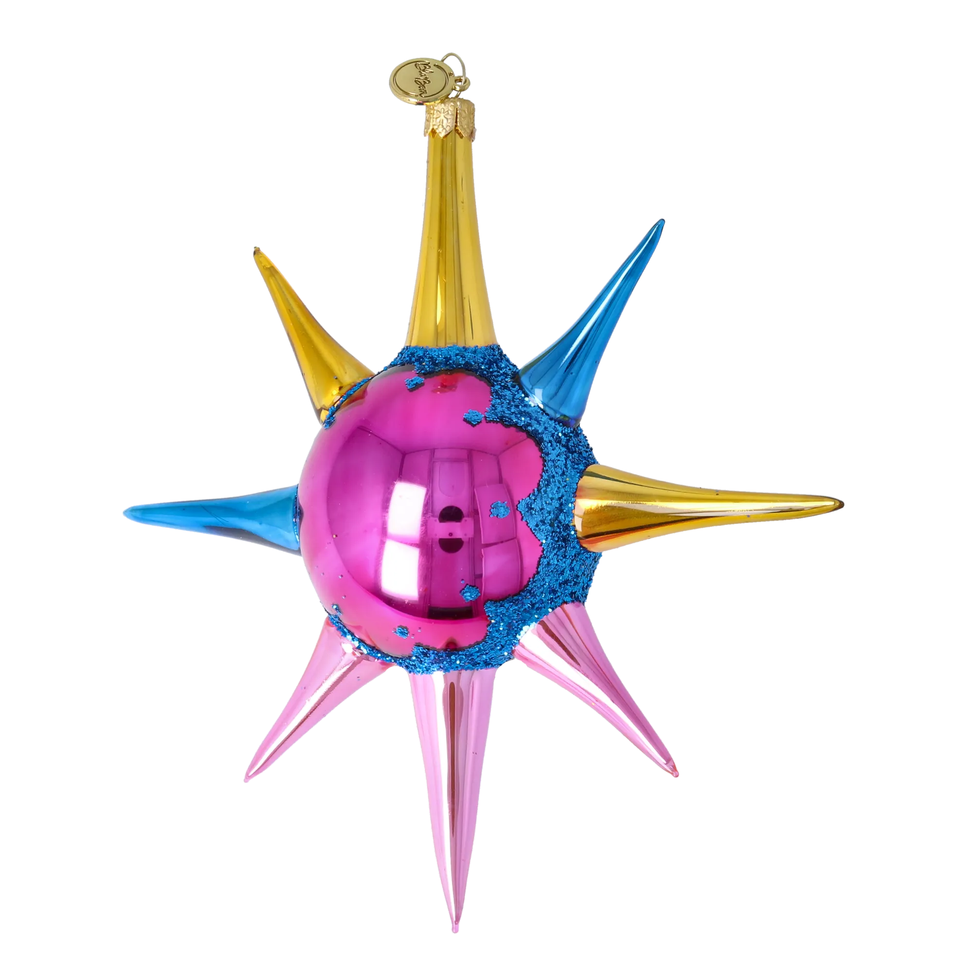 Pink Aurora Sunburst Christmas ornament free blowing PRE-ORDER 2026-070