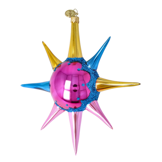 Pink Aurora Sunburst Christmas ornament free blowing PRE-ORDER 2026-070
