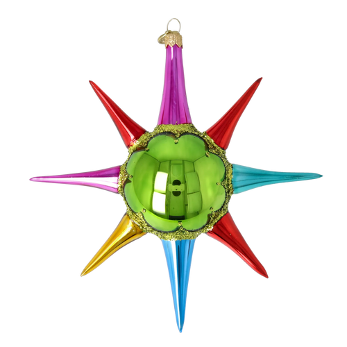 Vivid Zenith Flare | Hand-Painted Glass Ornament | Blubom 2026-071