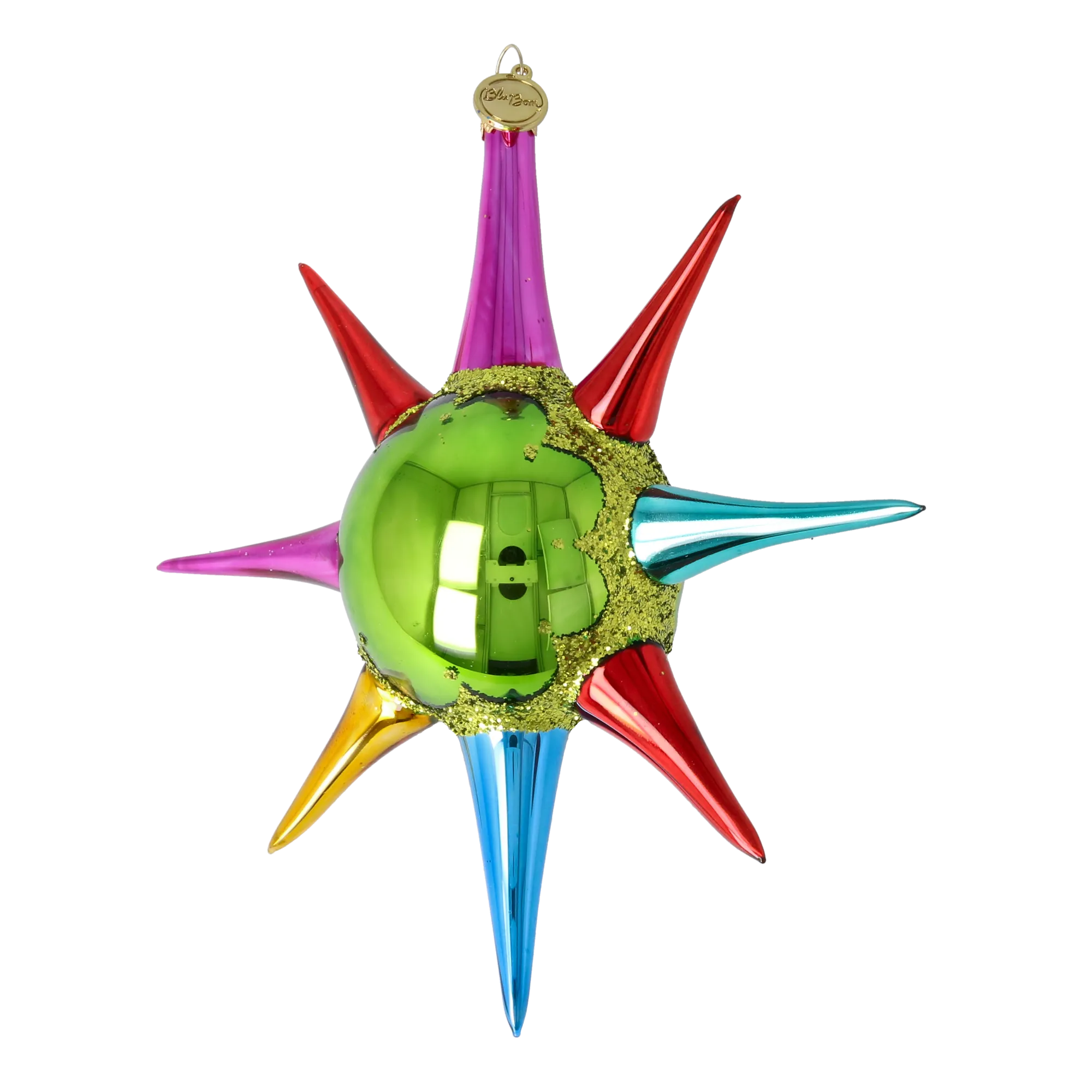 Emerald Glow Sunburst Glass Christmas ornament free blowing PRE-ORDER 2026-071