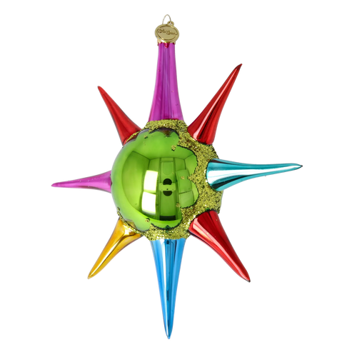 Vivid Zenith Flare | Hand-Painted Glass Ornament | Blubom 2026-071