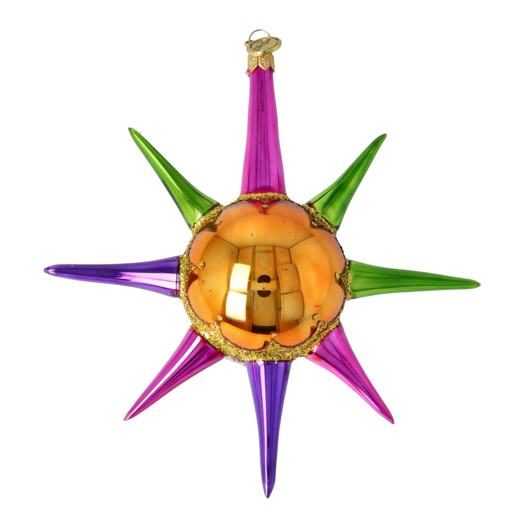 Amber Zenith Pulse | Hand-Painted Glass Ornament | Blubom 2026-072