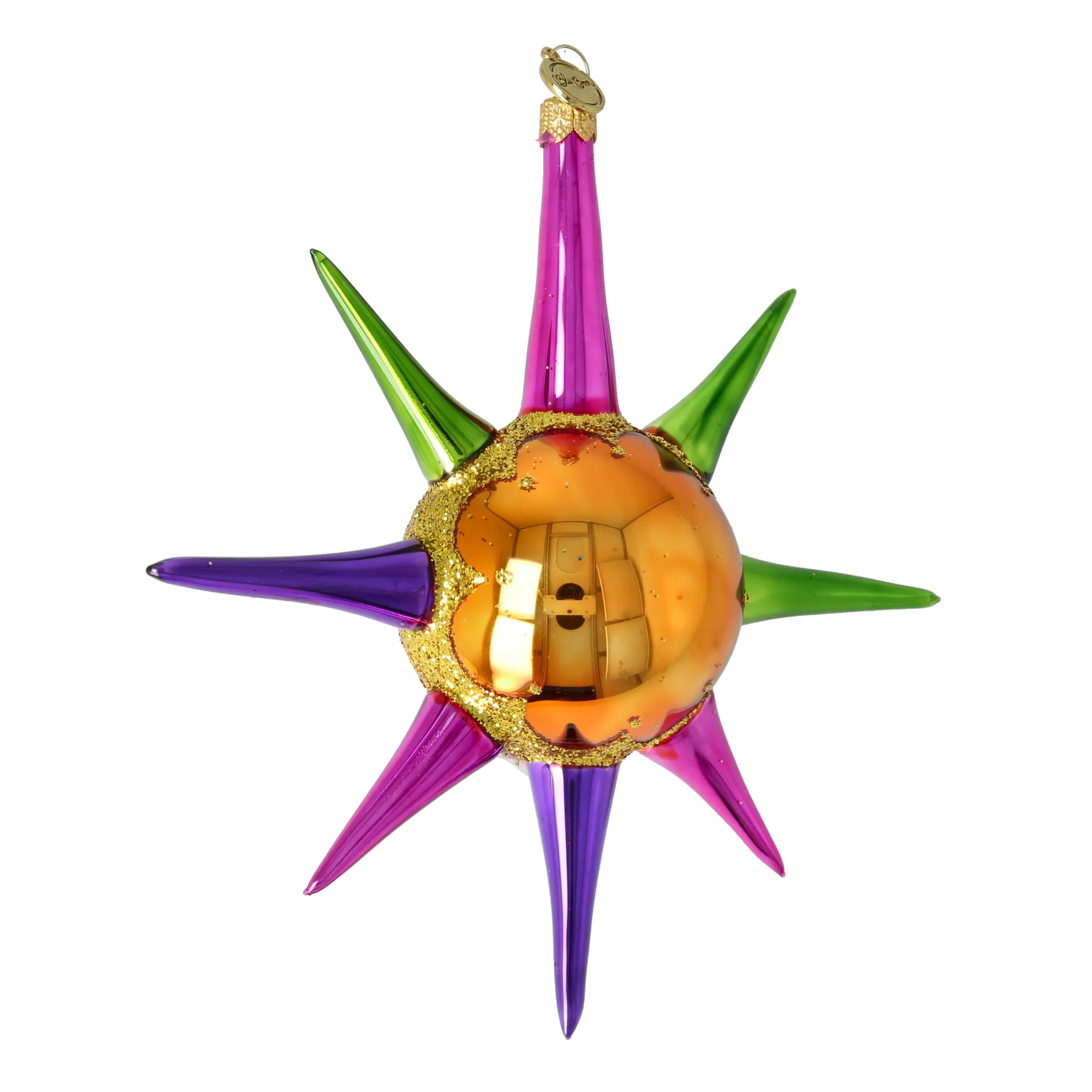 Amber Zenith Pulse | Hand-Painted Glass Ornament | Blubom 2026-072