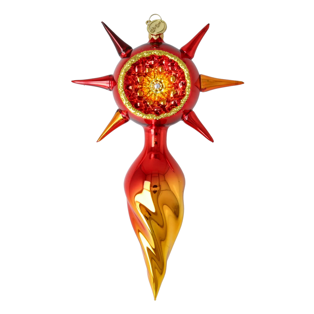 Crimson Solstice Vigil | Hand-Painted Glass Ornament | Blubom 2026-074