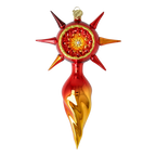 Crimson Solstice Vigil | Hand-Painted Glass Ornament | Blubom 2026-074