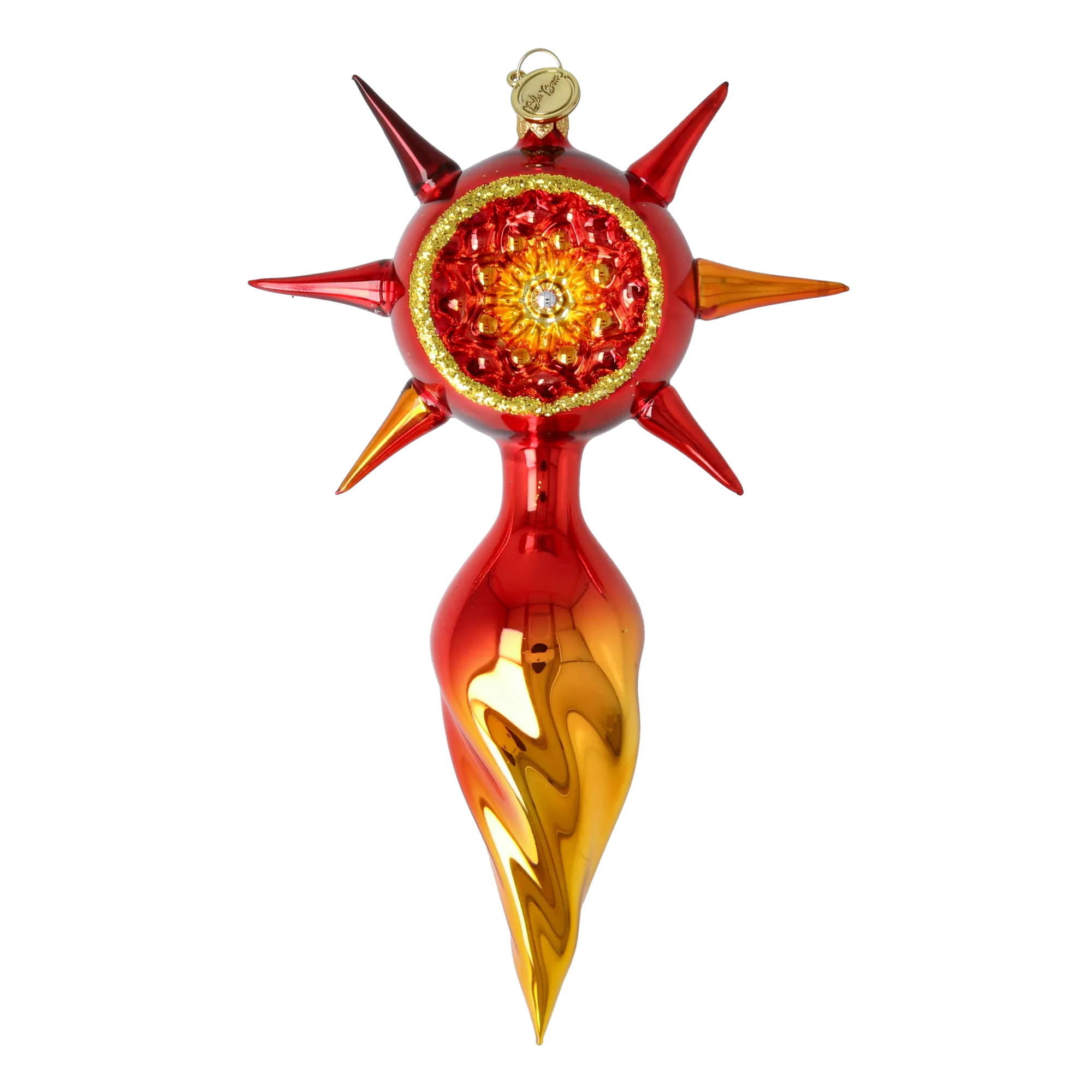 Crimson Solar Star Glass Christmas ornament free blowing PRE-ORDER 2026-074