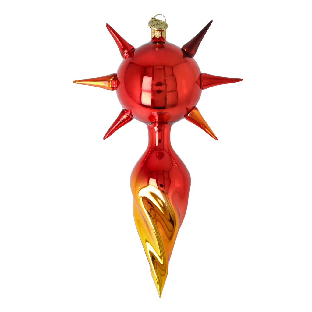 Crimson Solstice Vigil | Hand-Painted Glass Ornament | Blubom 2026-074