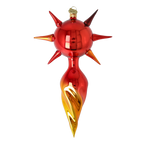 Crimson Solstice Vigil | Hand-Painted Glass Ornament | Blubom 2026-074