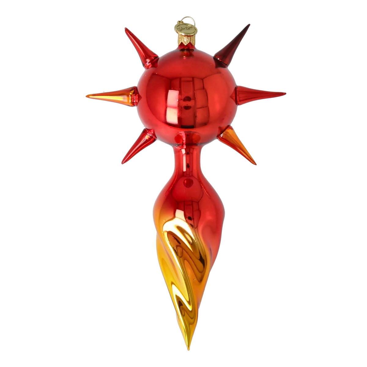 Crimson Solstice Vigil | Hand-Painted Glass Ornament | Blubom 2026-074