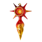 Crimson Solstice Vigil | Hand-Painted Glass Ornament | Blubom 2026-074