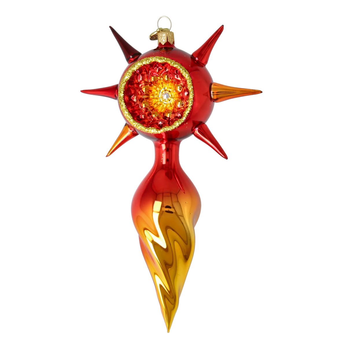 Crimson Solstice Vigil | Hand-Painted Glass Ornament | Blubom 2026-074