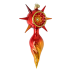 Crimson Solstice Vigil | Hand-Painted Glass Ornament | Blubom 2026-074