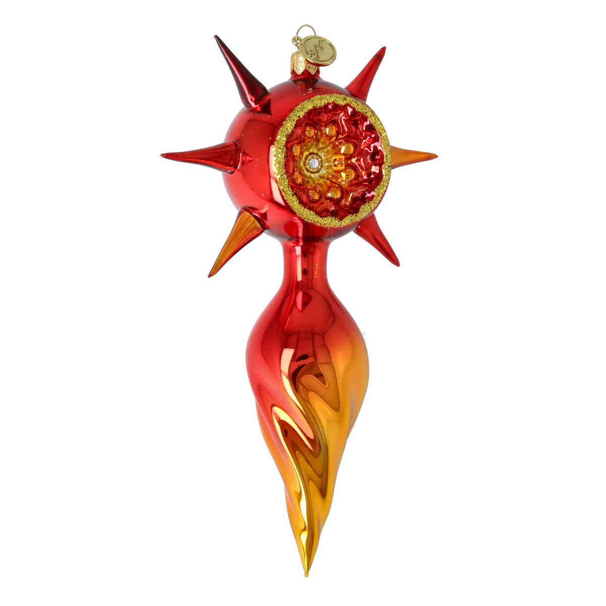 Crimson Solstice Vigil | Hand-Painted Glass Ornament | Blubom 2026-074