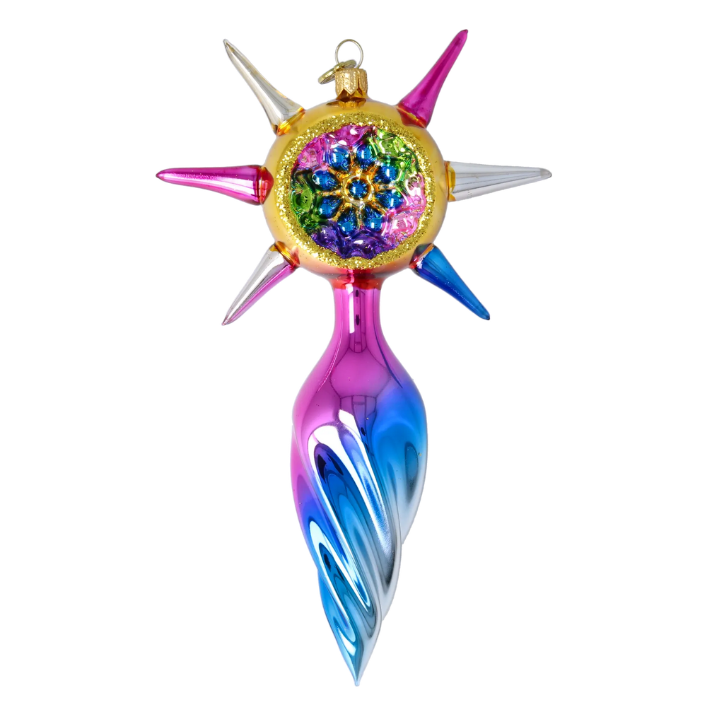Electric Zenith Flow | Hand-Painted Glass Ornament | Blubom 2026-077