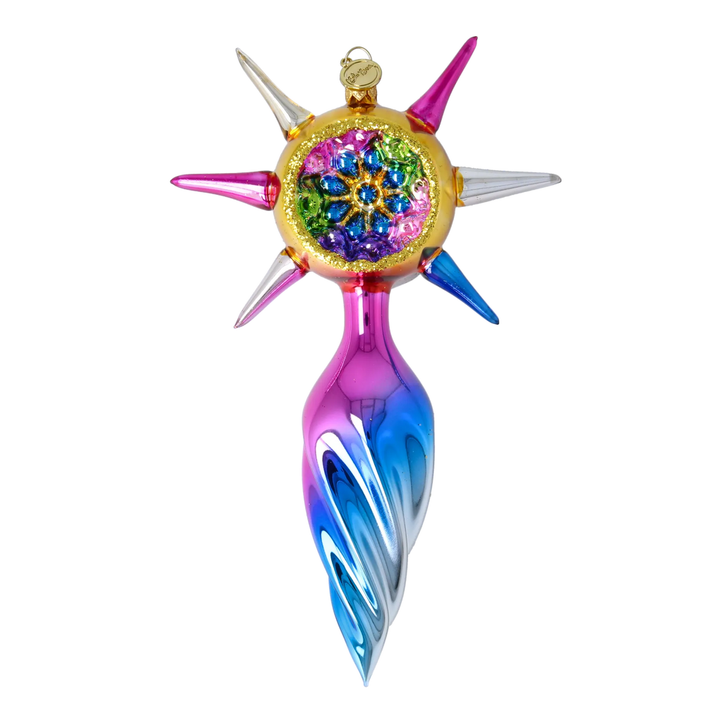 Electric Zenith Flow | Hand-Painted Glass Ornament | Blubom 2026-077
