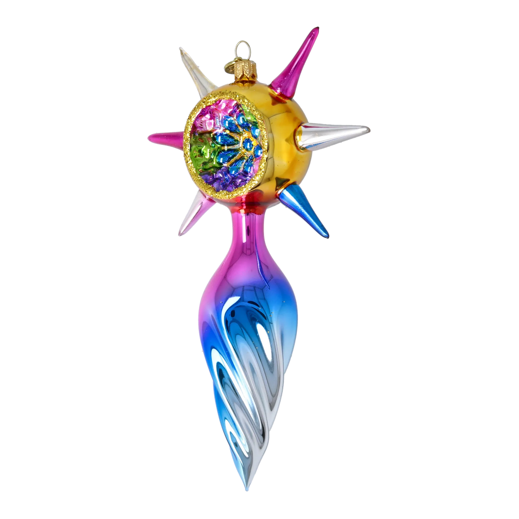 Electric Zenith Flow | Hand-Painted Glass Ornament | Blubom 2026-077