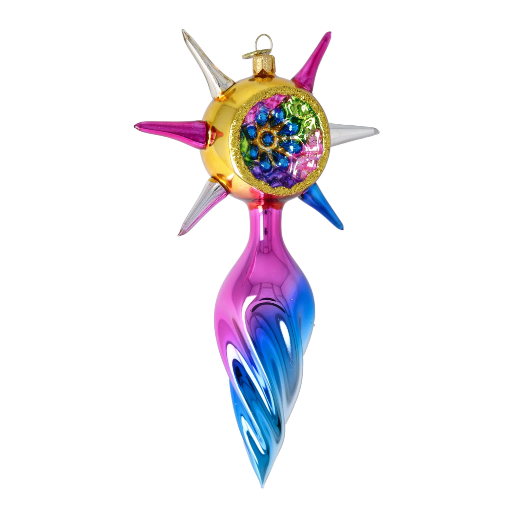 Electric Zenith Flow | Hand-Painted Glass Ornament | Blubom 2026-077