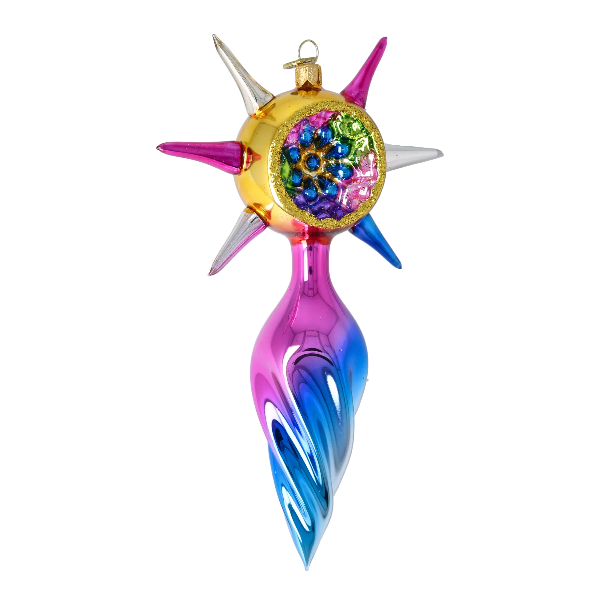 Electric Zenith Flow | Hand-Painted Glass Ornament | Blubom 2026-077