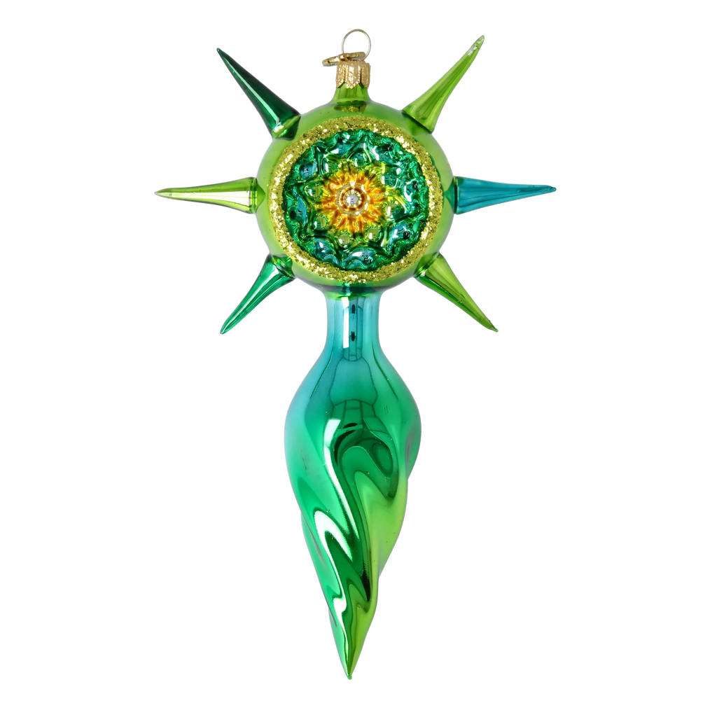 Verdant Zenith | Hand-Painted Glass Ornament | Blubom 2026-079