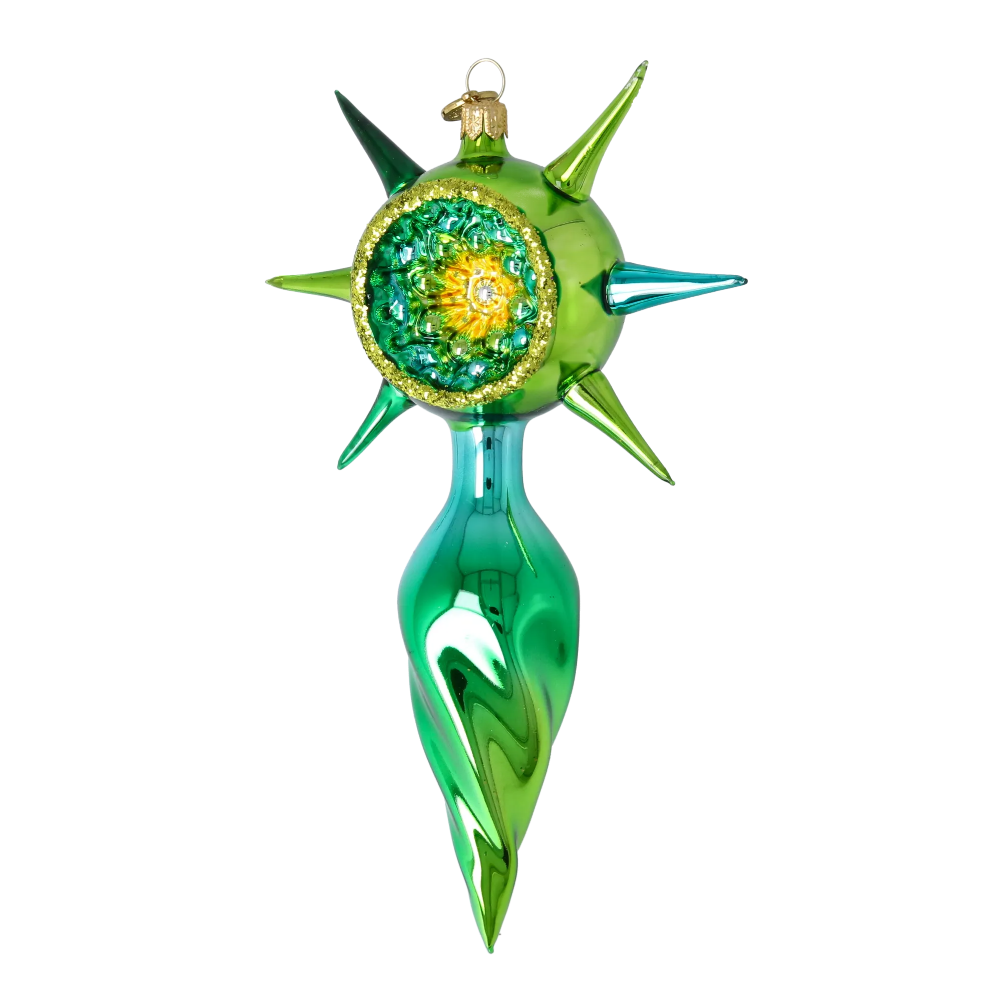 Verdant Zenith | Hand-Painted Glass Ornament | Blubom 2026-079