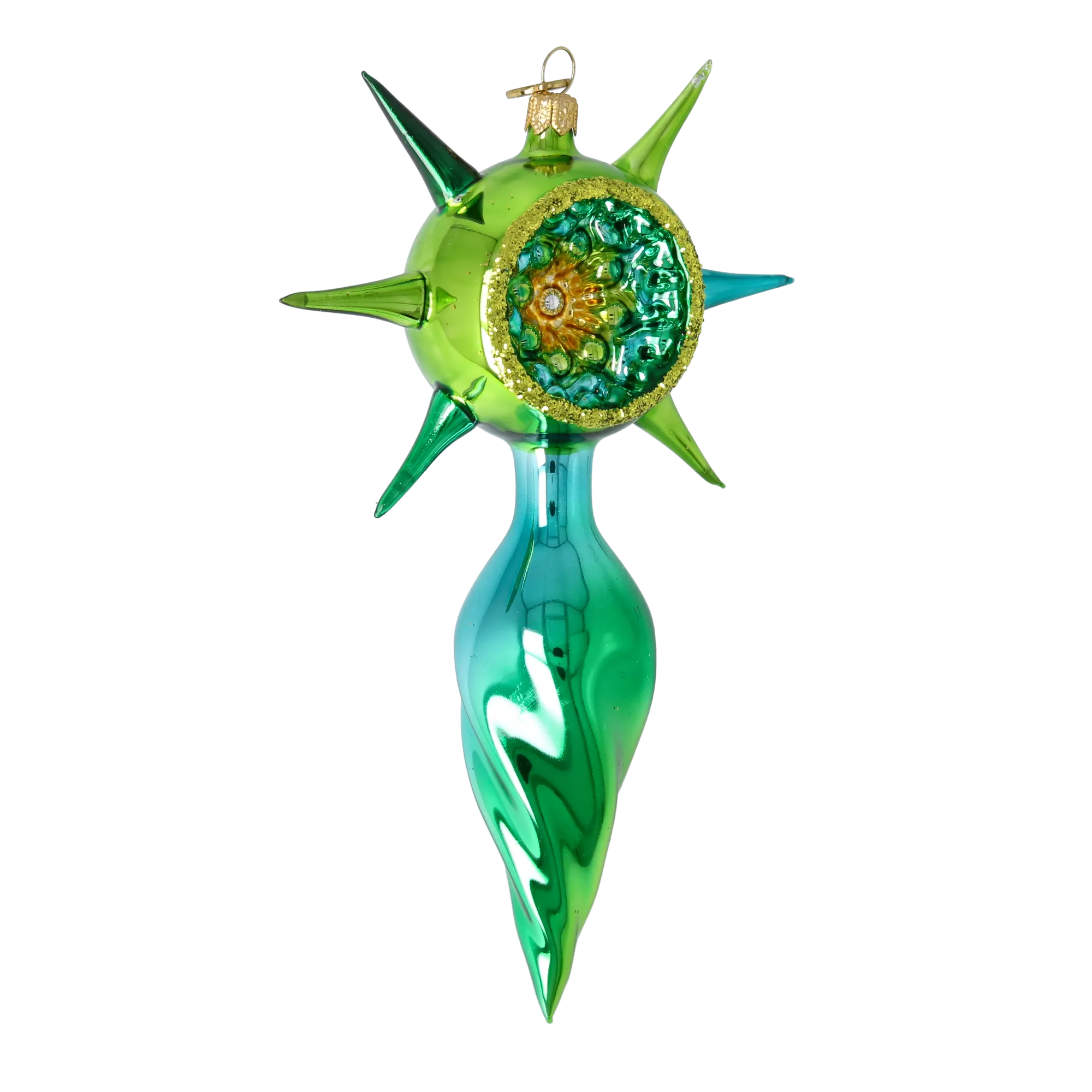 Verdant Zenith | Hand-Painted Glass Ornament | Blubom 2026-079