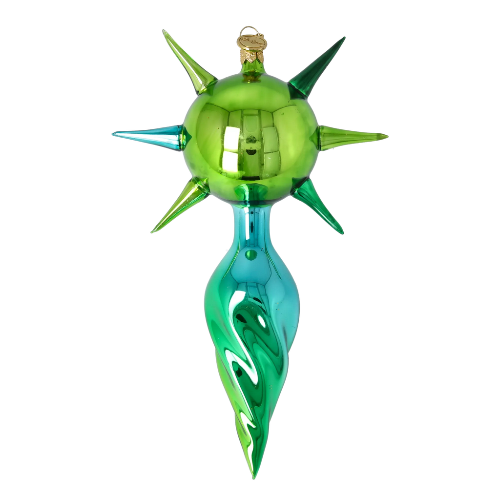 Verdant Zenith | Hand-Painted Glass Ornament | Blubom 2026-079