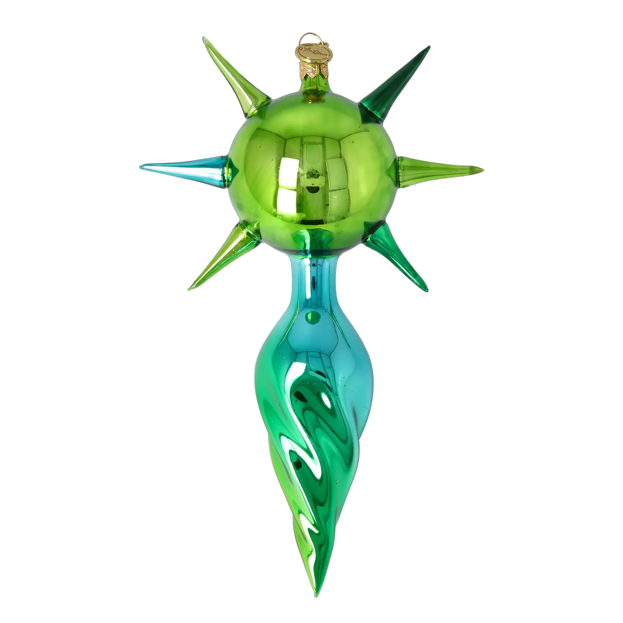 Verdant Zenith | Hand-Painted Glass Ornament | Blubom 2026-079