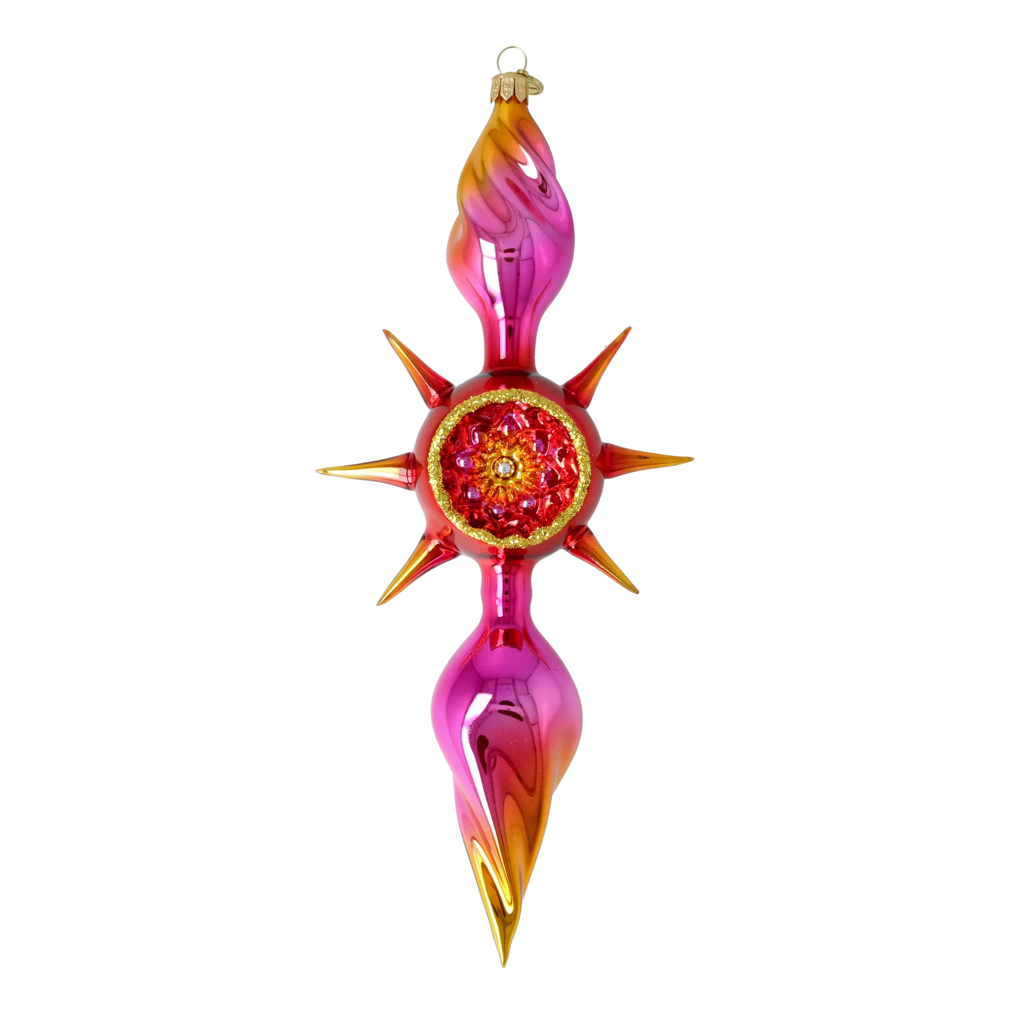 Magenta Solstice Zenith | Hand-Painted Glass Ornament | Blubom 2026-080