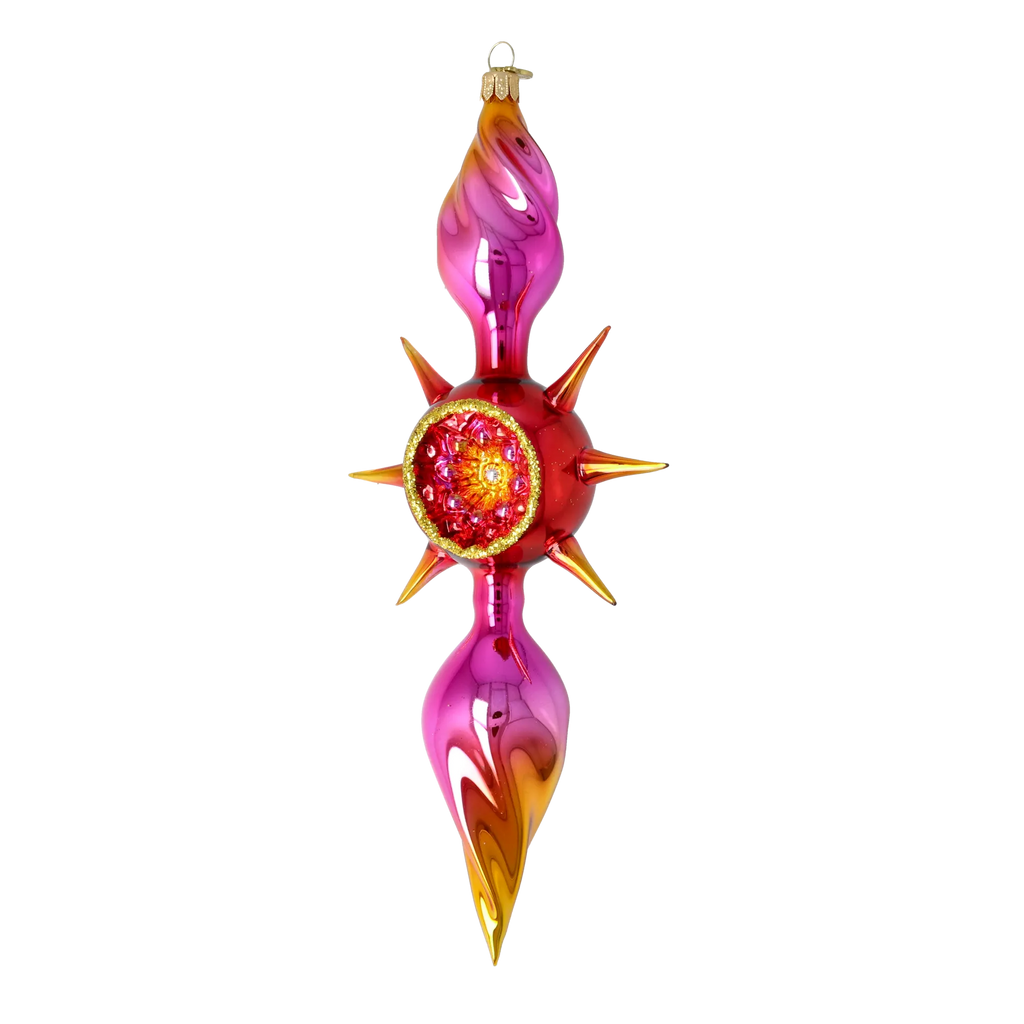 Magenta Solstice Zenith | Hand-Painted Glass Ornament | Blubom 2026-080
