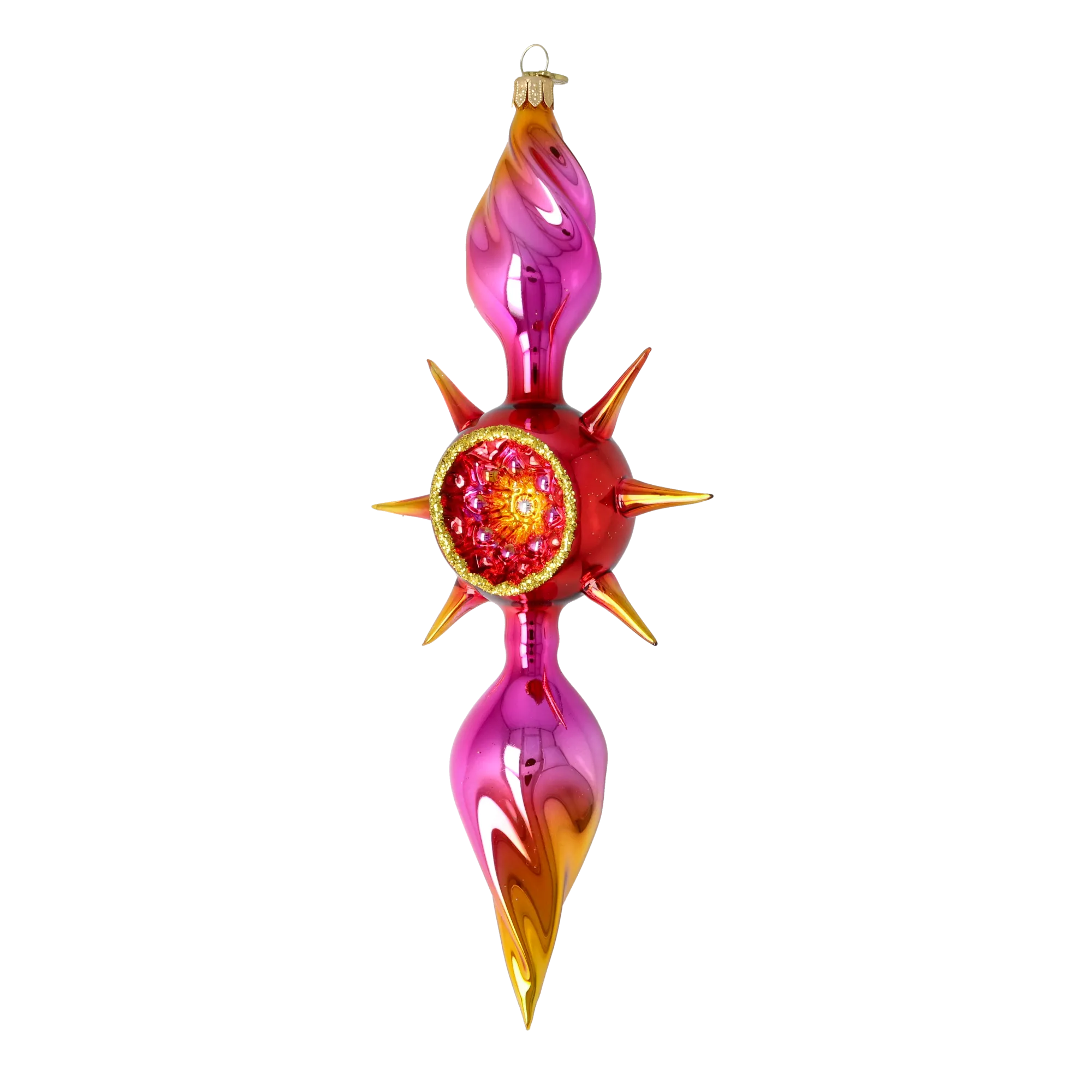 Magenta Solstice Zenith | Hand-Painted Glass Ornament | Blubom 2026-080