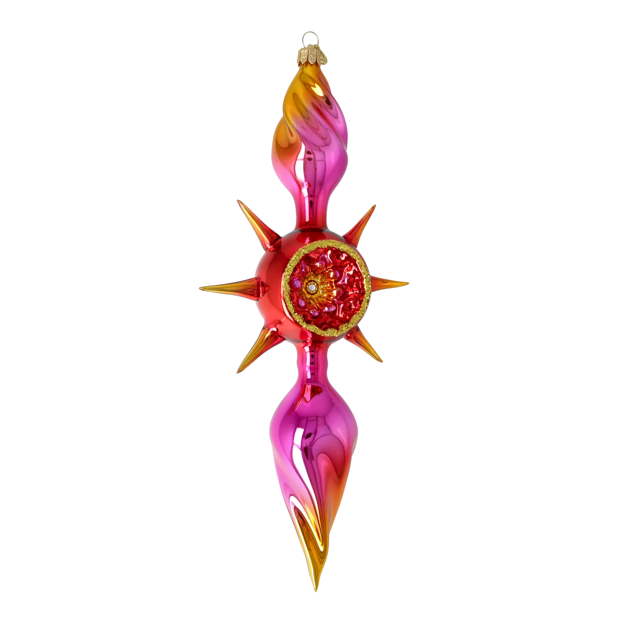 Magenta Solstice Zenith | Hand-Painted Glass Ornament | Blubom 2026-080