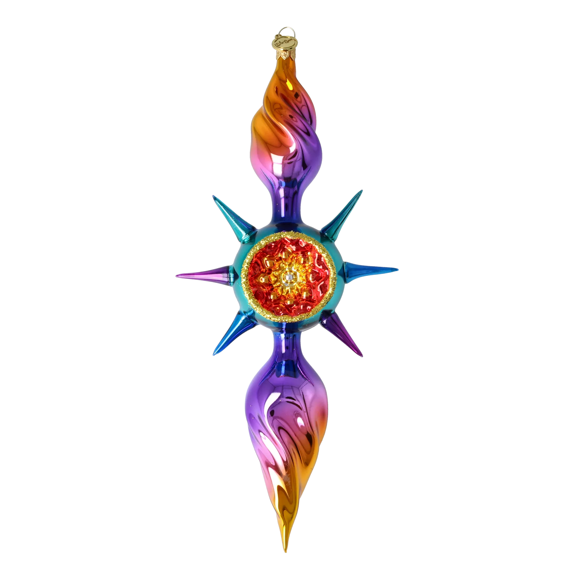 Magenta Flame Star Glass Christmas ornament free blowing PRE-ORDER 2026-082