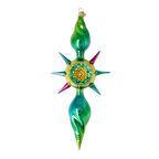 Emerald Zenith Flare | Hand-Painted Glass Ornament | Blubom 2026-085