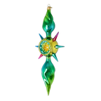 Emerald Zenith Flare | Hand-Painted Glass Ornament | Blubom 2026-085