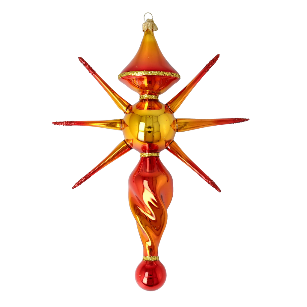 Gilded Ember Zenith | Hand-Painted Glass Ornament | Blubom 2026-086