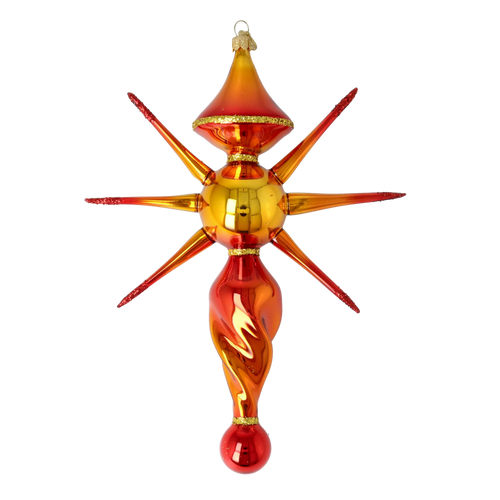 Gilded Ember Zenith | Hand-Painted Glass Ornament | Blubom 2026-086