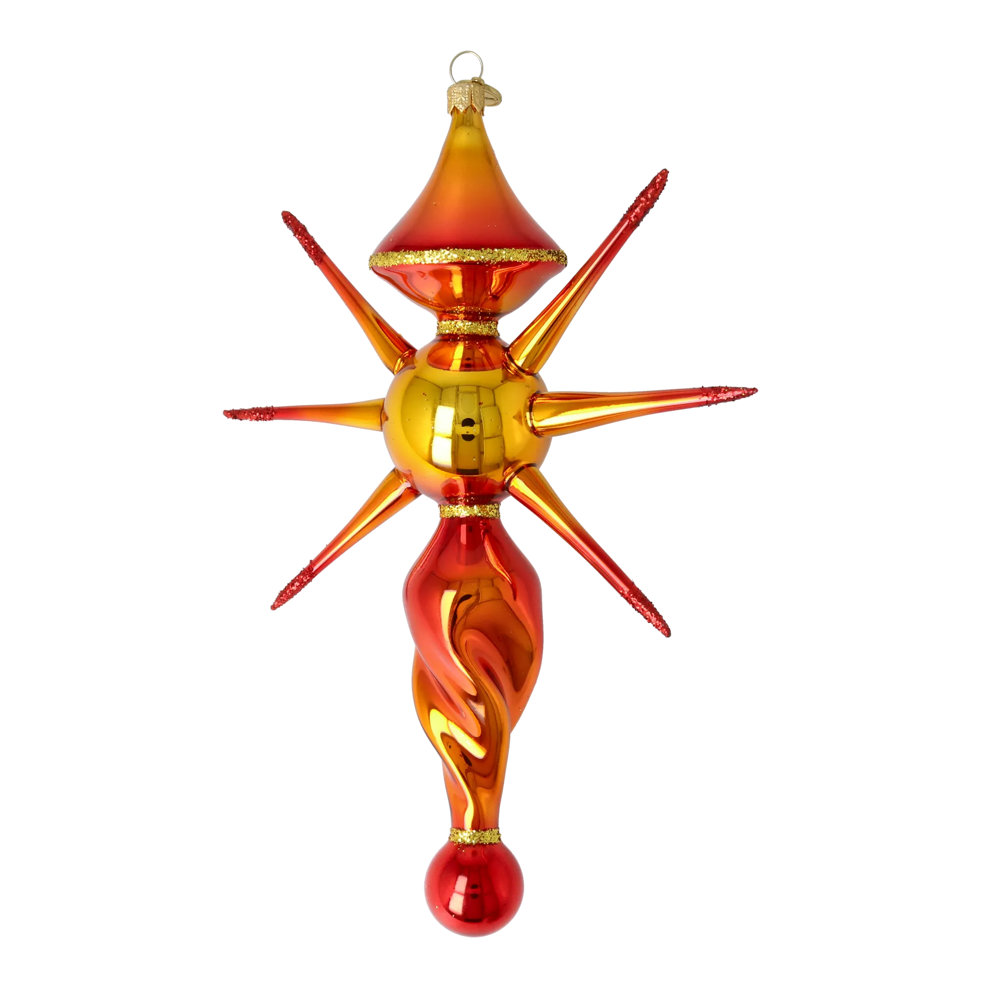 Golden Ember Star Glass Christmas ornament free blowing PRE-ORDER 2026-086