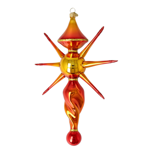 Gilded Ember Zenith | Hand-Painted Glass Ornament | Blubom 2026-086