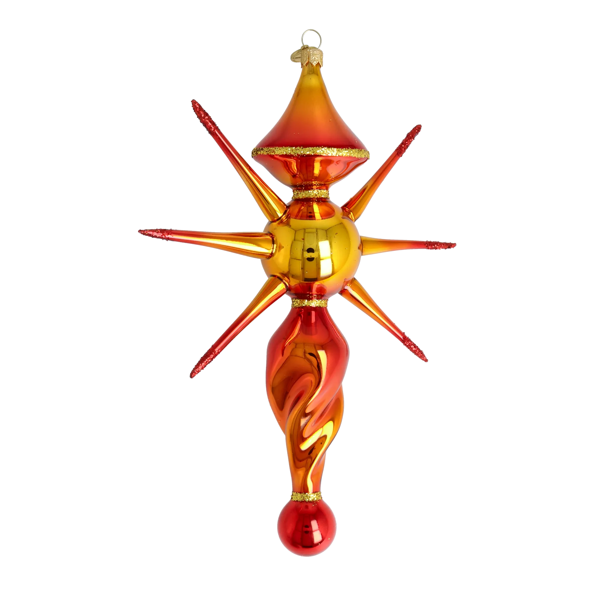 Golden Ember Star Glass Christmas ornament free blowing PRE-ORDER 2026-086