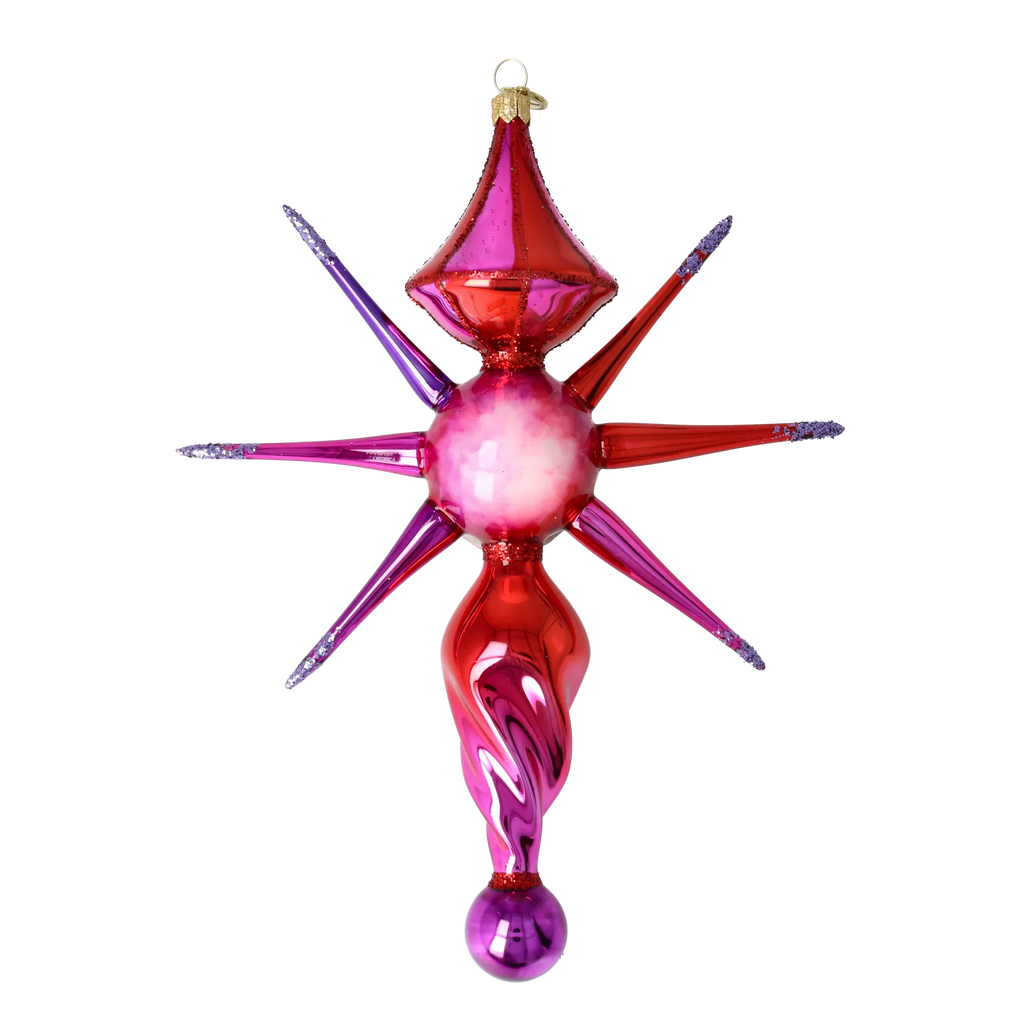 Ruby Solar Flare | Hand-Painted Glass Ornament | Blubom 2026-087