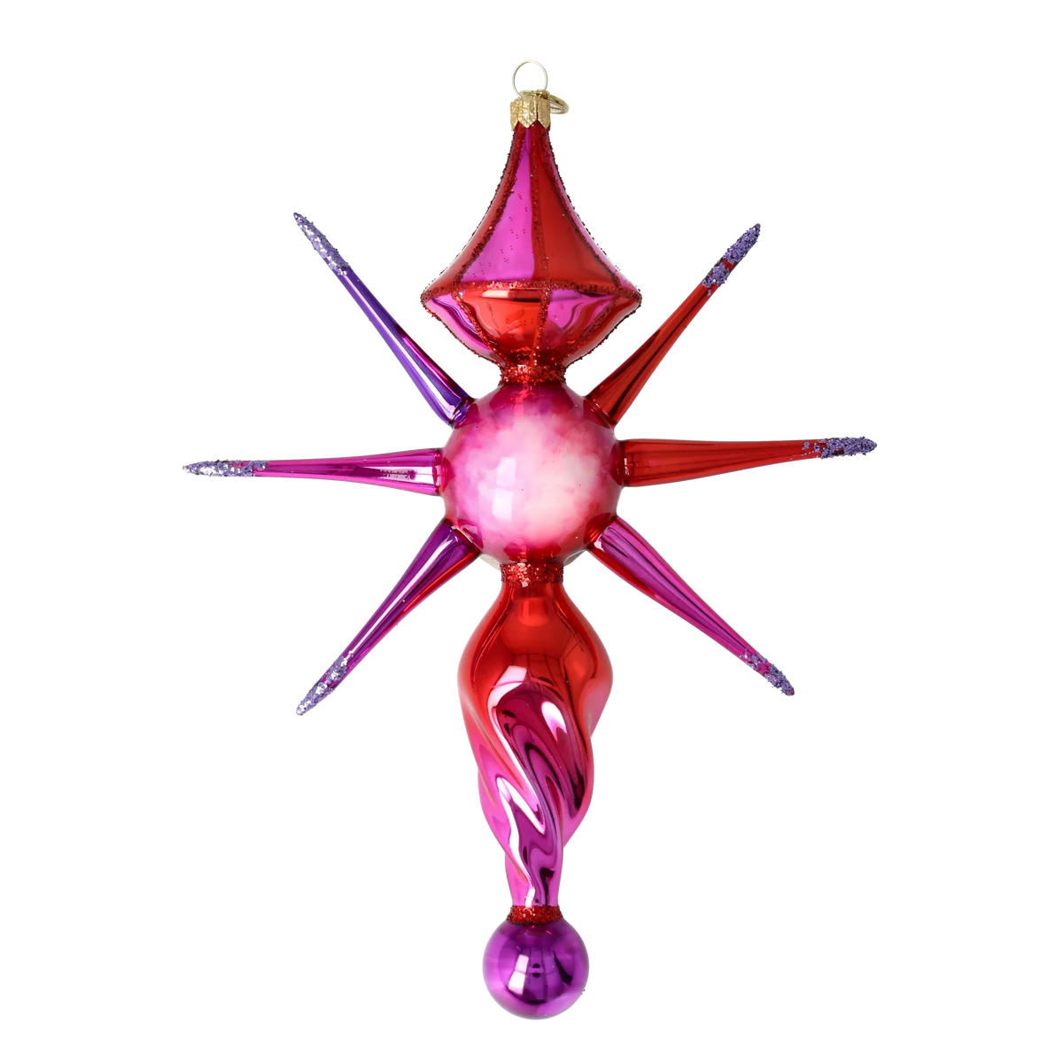 Ruby Solar Flare | Hand-Painted Glass Ornament | Blubom 2026-087