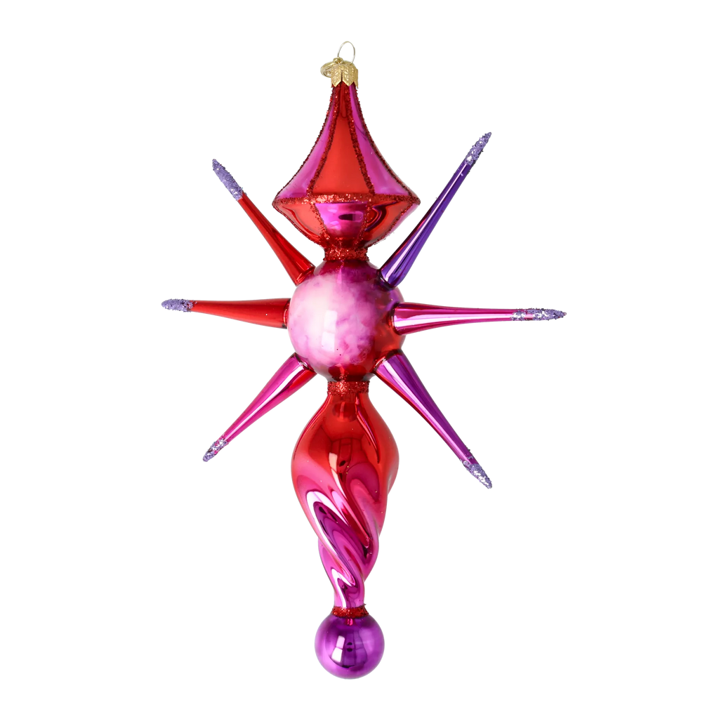 Ruby Solar Flare | Hand-Painted Glass Ornament | Blubom 2026-087