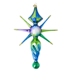Sapphire Zenith Drift | Hand-Painted Glass Ornament | Blubom 2026-089