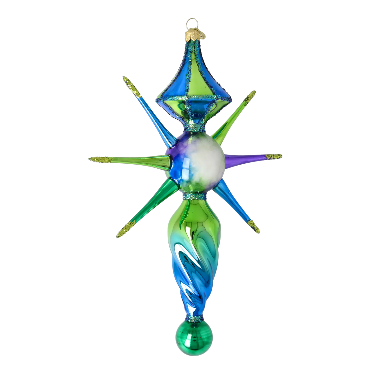 Sapphire Zenith Drift | Hand-Painted Glass Ornament | Blubom 2026-089