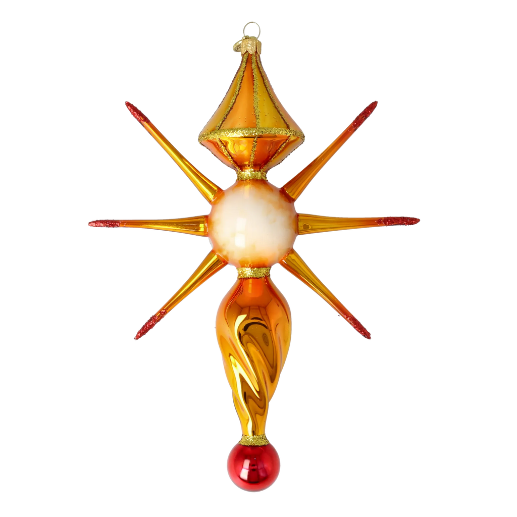 Saffron Zenith Pulse | Hand-Painted Glass Ornament | Blubom 2026-090