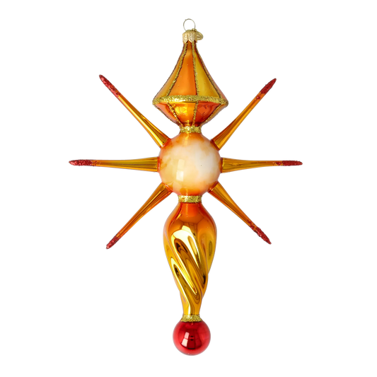 Amber Frost Star Glass Christmas ornament free blowing PRE-ORDER 2026-090