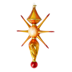 Saffron Zenith Pulse | Hand-Painted Glass Ornament | Blubom 2026-090