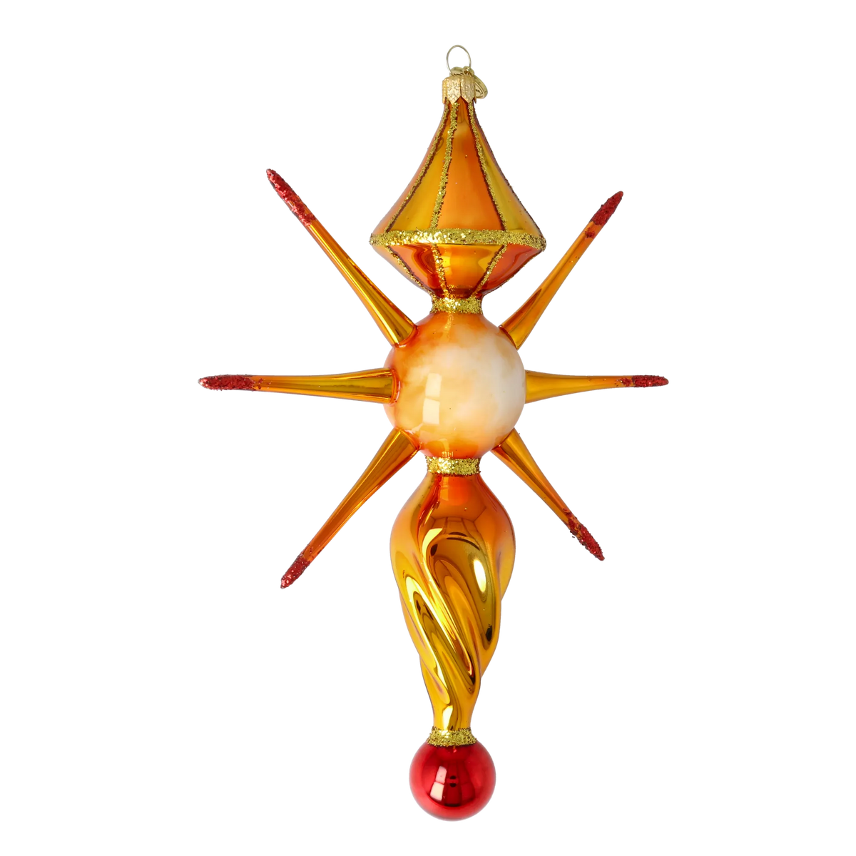 Saffron Zenith Pulse | Hand-Painted Glass Ornament | Blubom 2026-090