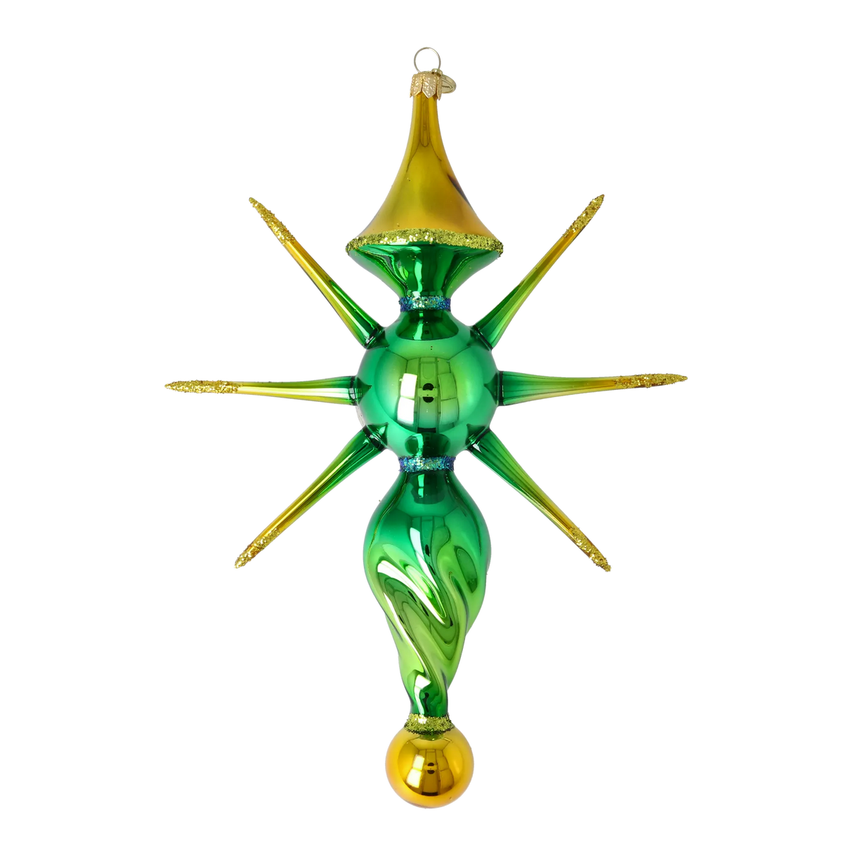 Emerald Solar Meridian | Hand-Painted Glass Ornament | Blubom 2026-091