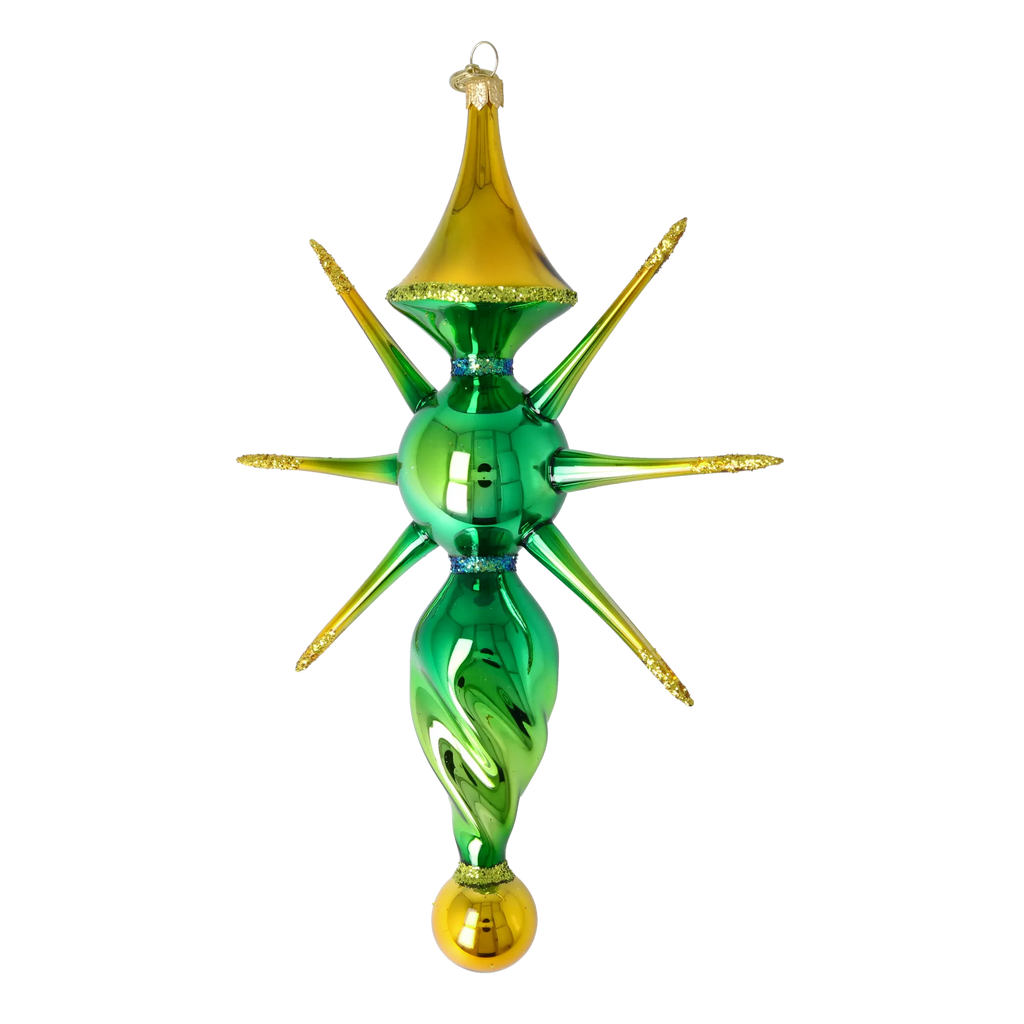 Emerald Solar Meridian | Hand-Painted Glass Ornament | Blubom 2026-091